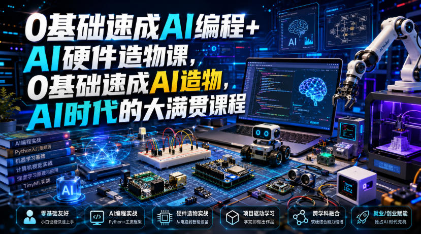 0基础速成AI编程+AI硬件造物课,0基础速成AI造物,AI时代的大满贯课程-二当家网创资源站