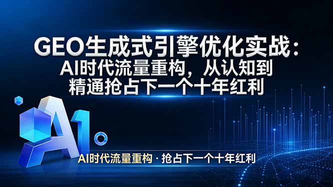GEO 生成式引擎优化实战：AI时代流量重构，从认知到精通抢占下一个十年红利-二当家网创资源站
