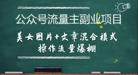 公众号流量主副业项目，美女图片+文章混合模式操作流量爆棚-二当家网创资源站