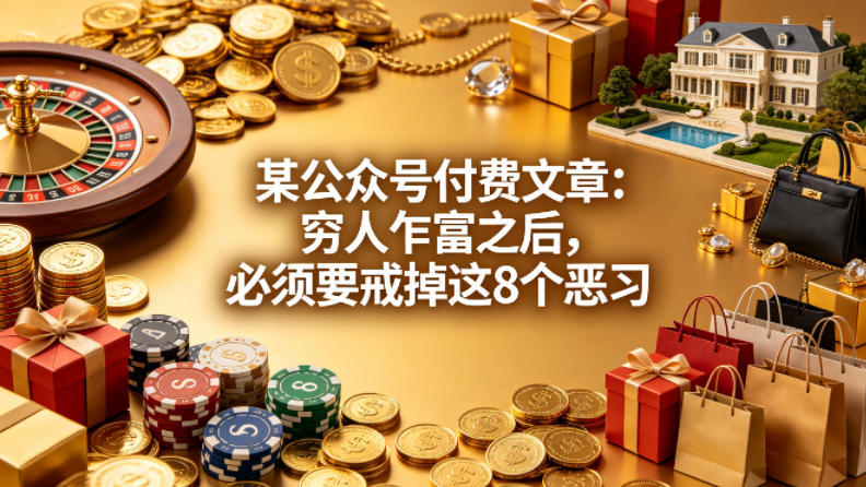 某公众号付费文章：穷人乍富之后，必须要戒掉这8个恶习-二当家网创资源站