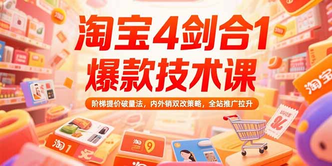 淘宝4剑合1爆款技术课73期：阶梯提价破量法，内外销双改策略 全站推广拉升-二当家网创资源站