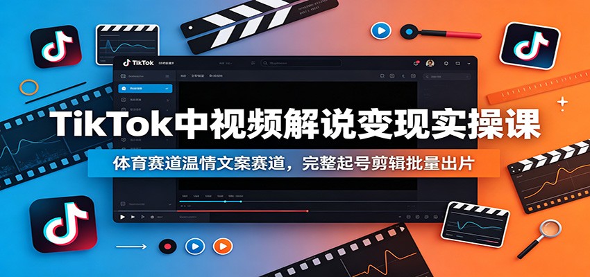 TikTok中视频解说变现实操课：体育赛道温情文案赛道，完整起号剪辑批量出片-二当家网创资源站