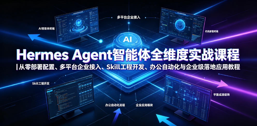 Hermes Agent智能体全维度实战课程|从零部署配置、多平台企业接入、Skill工程开发、办公自动化与企业级落地应用教程-二当家网创资源站