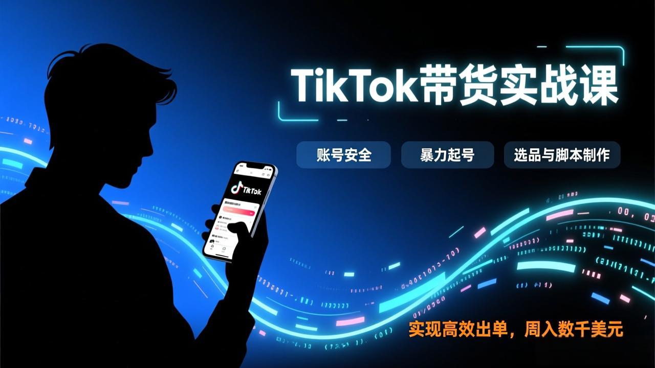 TikTok带货实战课,涵盖账号安全、暴力起号、选品与脚本制作,实现高效出单,周入数千美元-二当家网创资源站
