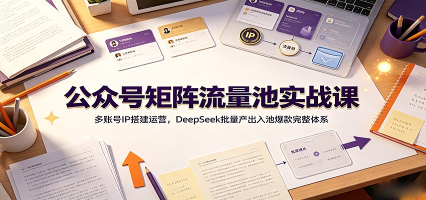 公众号矩阵流量池实战课：多账号IP搭建运营，DeepSeek批量产出入池爆款完整体系-二当家网创资源站