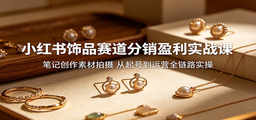 小红书饰品赛道分销盈利实战课：笔记创作素材拍摄，从起号到运营全链路实操-二当家网创资源站