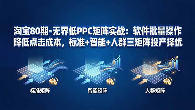 淘宝80期-无界低PPC矩阵实战：软件批量操作降低点击成本，标准+智能+人群三矩阵投产择优-二当家网创资源站