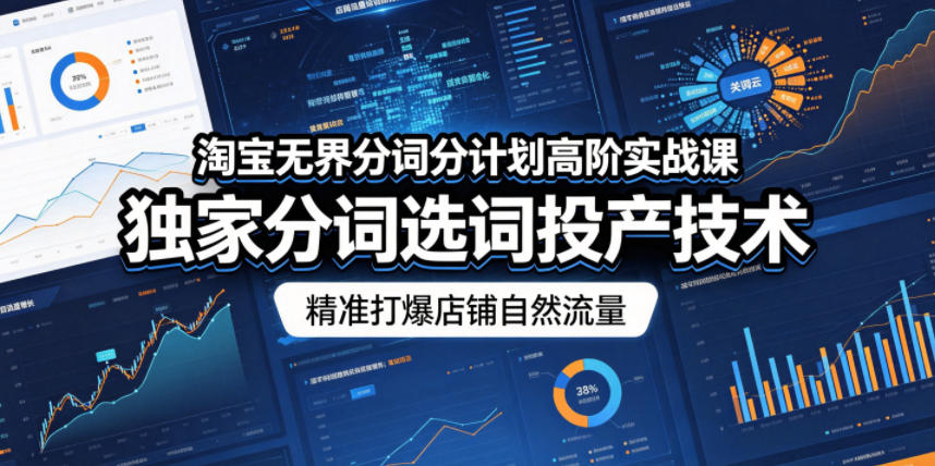 淘宝无界分词分计划高阶实战课，独家分词选词投产技术，精准打爆店铺自然流量-二当家网创资源站