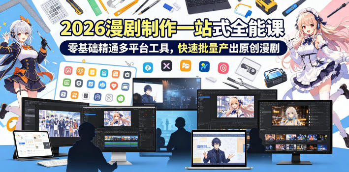 2026 AI漫剧制作一站式全能课，零基础精通多平台工具，快速批量产出原创漫剧-二当家网创资源站