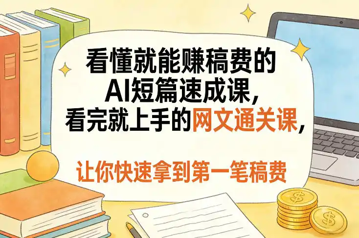 看懂就能賺稿费的AI短篇速成课，看完就上手的网文通关课，让你快速拿到第一笔稿费(更新1008)-二当家网创资源站