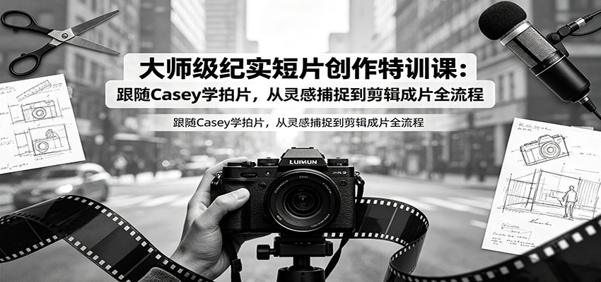 大师级纪实短片创作特训课：跟随Casey学拍片，从灵感捕捉到剪辑成片全流程-二当家网创资源站