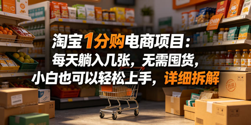 淘宝1分购电商项目:每天躺入几张,无需囤货,小白也可以轻松上手,详细拆解-二当家网创资源站