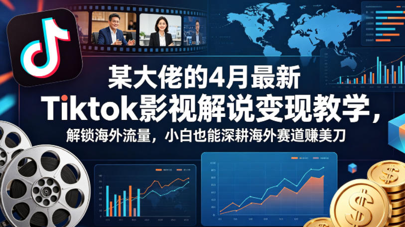 某大佬的4月最新Tiktok影视解说变现教学，解锁海外流量，小白也能深耕海外赛道賺美刀-二当家网创资源站
