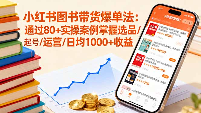 小红书图书带货爆单法：通过80+实操案例掌握选品/起号/运营/日均1000+收益-二当家网创资源站