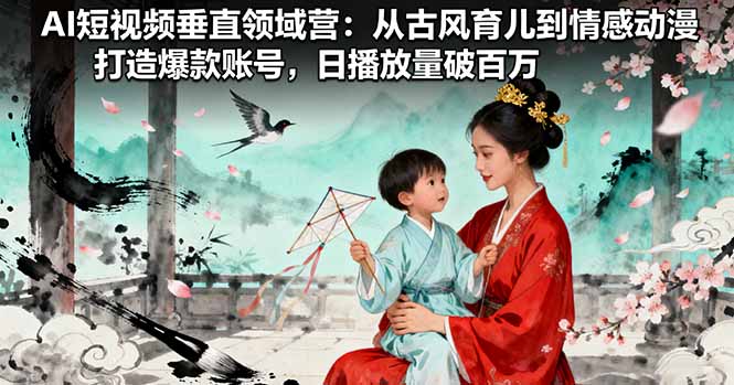 AI短视频垂直领域营：从古风育儿到情感动漫，打造爆款账号,日播放量破百万-二当家网创资源站
