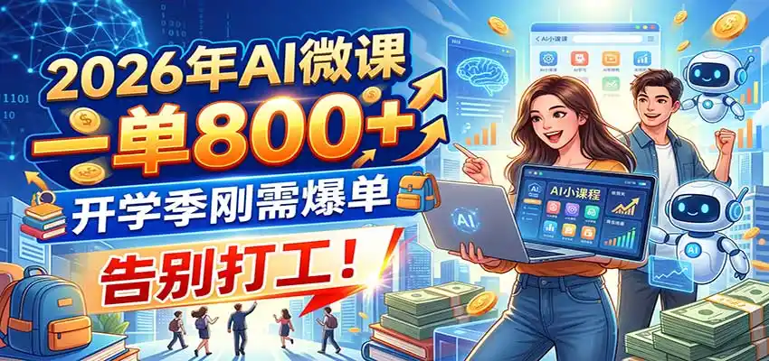 2026年AI微课,一单800+,开学季刚需爆单,告别打工!-二当家网创资源站