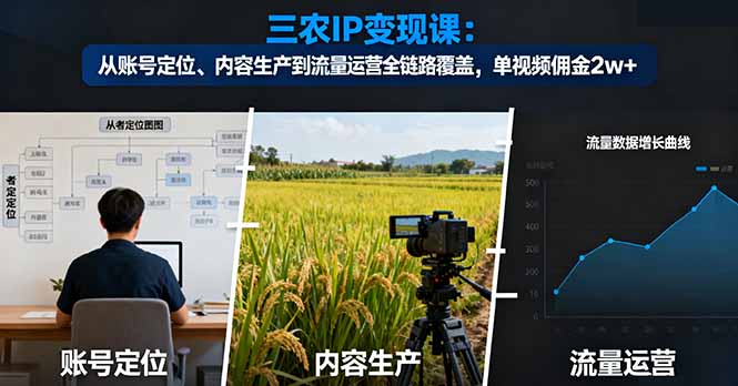 三农IP变现课：从账号定位、内容生产到流量运营全链路覆盖，单视频佣金2w+-二当家网创资源站