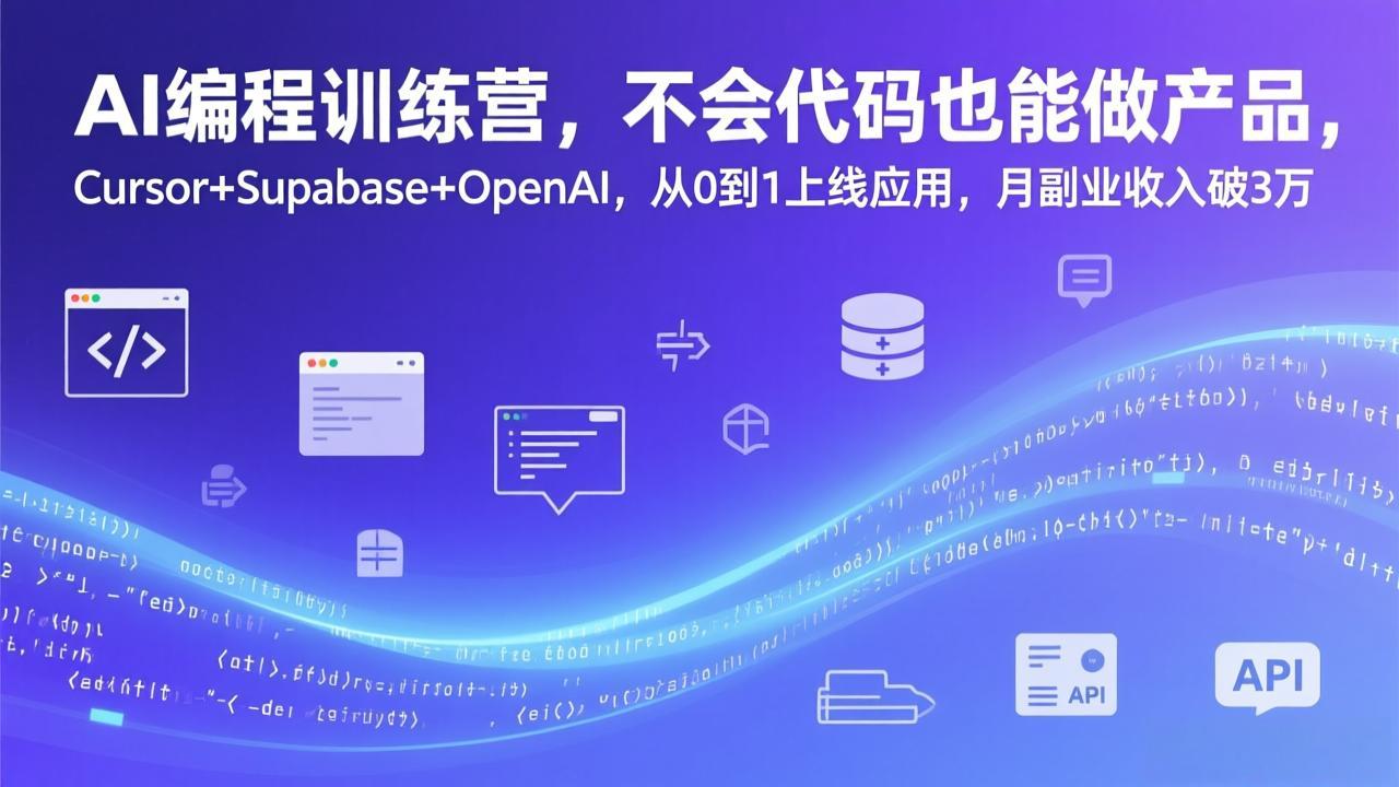 AI编程训练营，不会代码也能做产品，Cursor+Supabase+OpenAI，从0到1上线应用，月副业收入破3万-二当家网创资源站