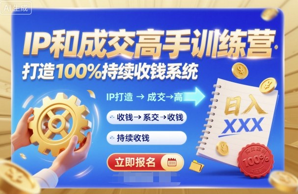 带你成为IP和成交高手的训练营，打造100%持续收钱系统-二当家网创资源站