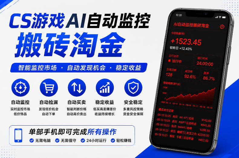 CS游戏AI自动监控搬砖淘金，稳定运行多年，支持任何形式验证，日入300+【揭秘】-二当家网创资源站