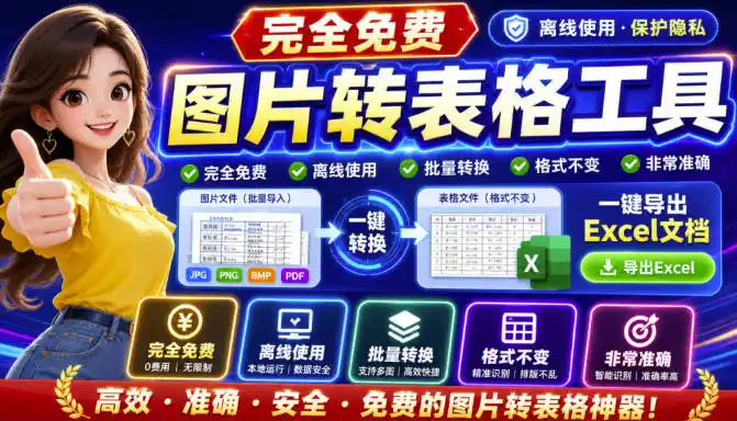 图片表格识别提取工具，支持一键从图片中智能提取表格并导出Excel文件，可离线免网运行，FastTableOCR-二当家网创资源站