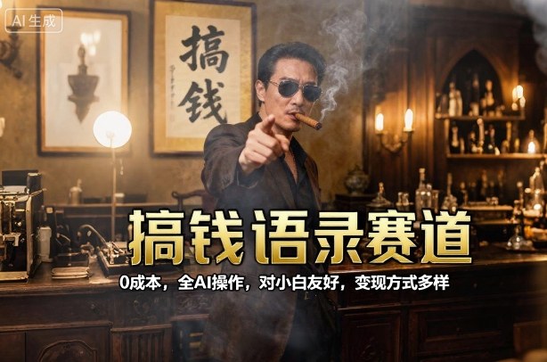 搞钱语录赛道，0成本，全AI操作，对小白友好，变现方式多样-二当家网创资源站