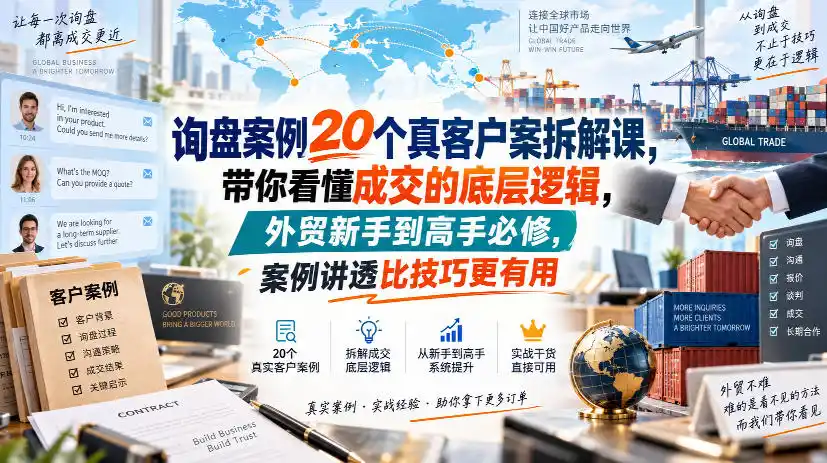 询盘案例20个真客户案拆解课,带你看懂成交的底层逻辑,外贸新手到高手必修,案例讲透比技巧更有用-二当家网创资源站