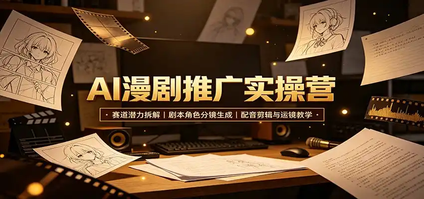 AI漫剧推广实操营:赛道潜力拆解,剧本角色分镜生成,配音剪辑与运镜教学-二当家网创资源站