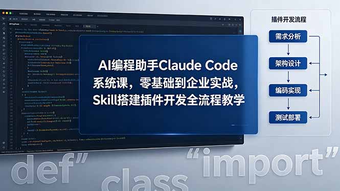 AI 编程助手 Claude Code 系统课,零基础到企业实战,Skill 搭建插件开发全流程教学-二当家网创资源站