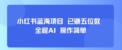 小红书蓝海项目，全程AI，操作简单，已挣五位数-二当家网创资源站