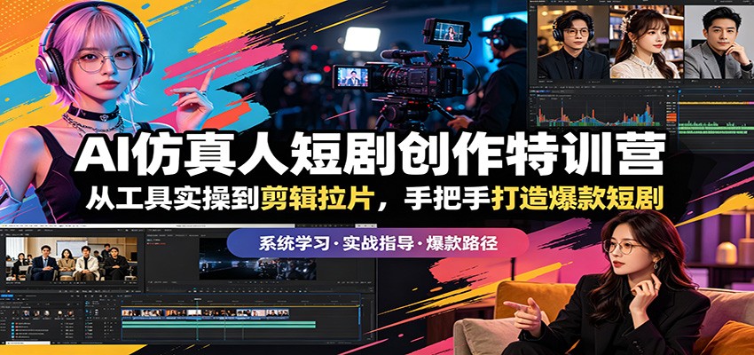 AI仿真人短剧创作特训营：从工具实操到剪辑拉片，手把手打造爆款短剧-二当家网创资源站
