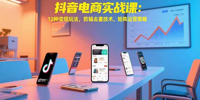 抖音电商实战课：12种变现玩法，剪辑去重技术，矩阵运营策略-二当家网创资源站