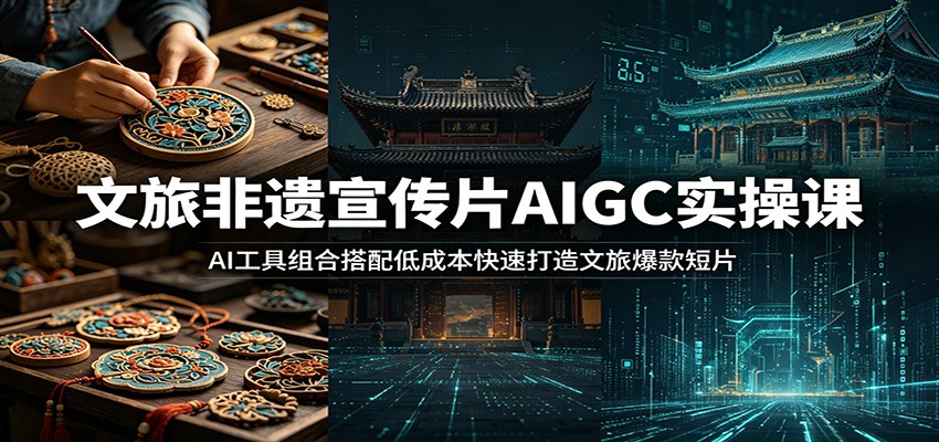 文旅非遗宣传片AIGC实操课：AI工具组合搭配低成本快速打造文旅爆款短片-二当家网创资源站