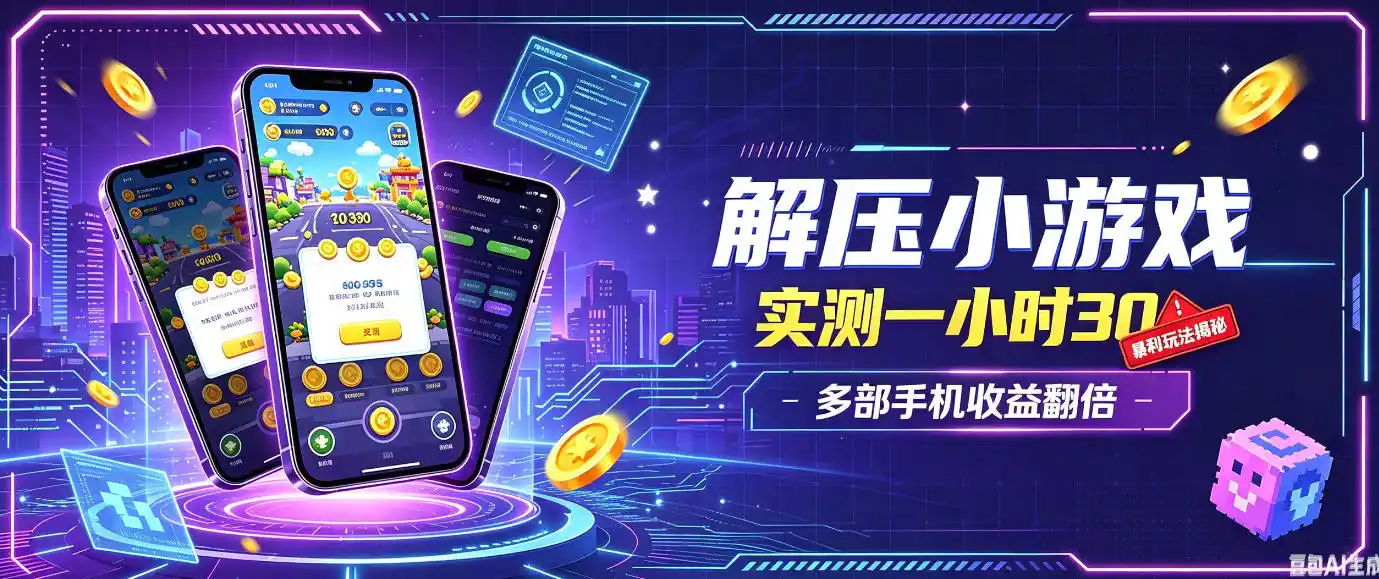 小游戏全流程玩法，实测一小时搞30，简单无脑解压，当天做当天就能看到进账，直接冲就行【揭秘】-二当家网创资源站