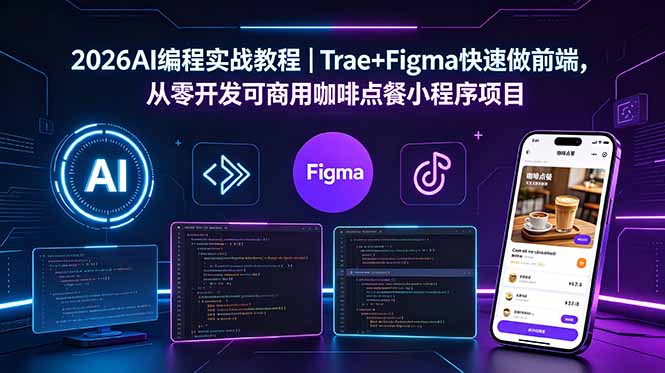 2026AI编程实战教程｜Trae+Figma快速做前端，从零开发可商用咖啡点餐小程序项目-二当家网创资源站