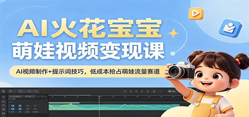 AI火花宝宝萌娃视频变现课：AI视频制作+提示词技巧，低成本抢占萌娃流量赛道-二当家网创资源站