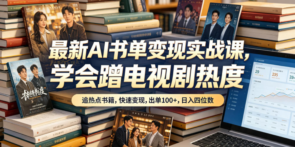 最新AI书单变现实战课,学会蹭电视剧热度,追热点书籍,快速变现,出单100+,日入四位数-二当家网创资源站