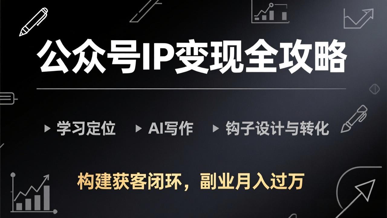 公众号IP变现全攻略-更新，学习定位、AI写作、钩子设计与转化，构建获客闭环，副业月入过万-二当家网创资源站