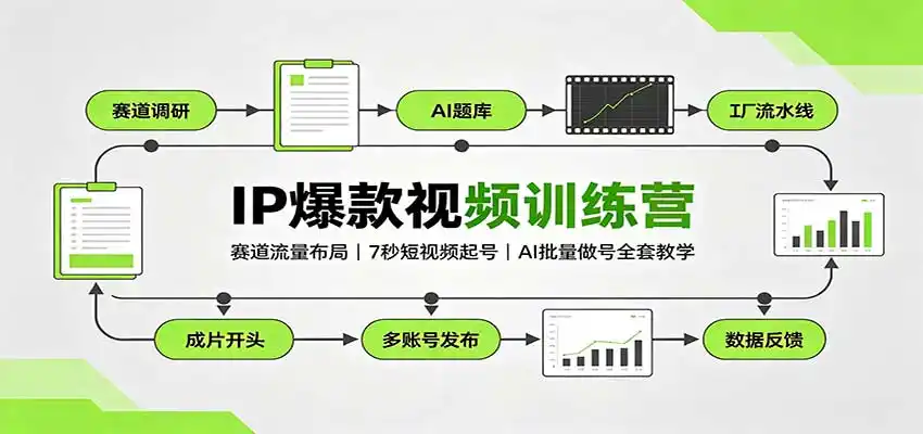 IP爆款视频训练营:赛道流量布局,7秒短视频起号,AI批量做号全套教学-二当家网创资源站