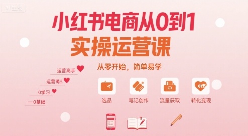 小红书电商从0到1实操运营课，从零开始，简单易学-二当家网创资源站