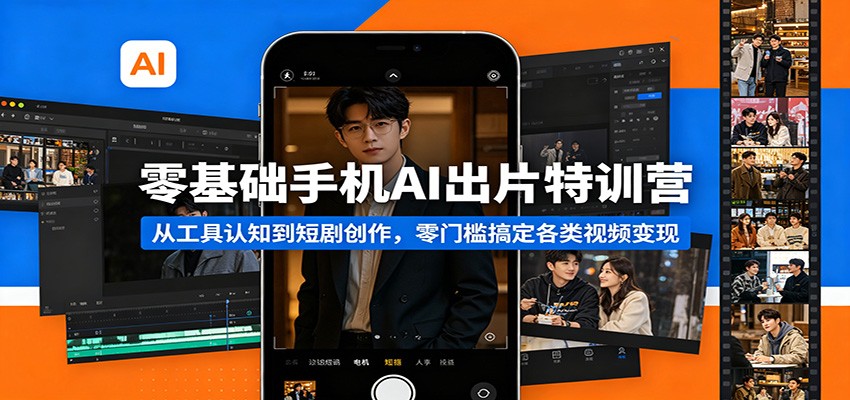 零基础手机AI出片特训营：从工具认知到短剧创作，零门槛搞定各类视频变现-二当家网创资源站