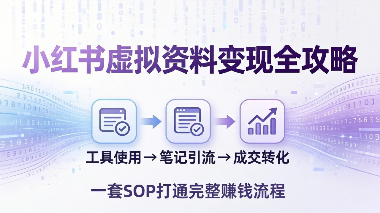 小红书虚拟资料变现全攻略:从工具使用到笔记引流成交,一套 SOP 打通完整赚钱流程-二当家网创资源站