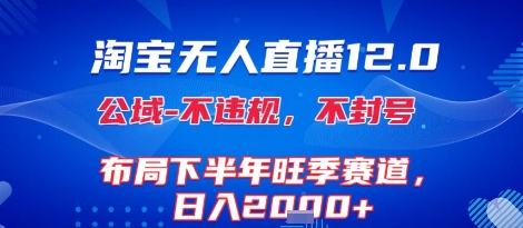 淘宝无人直播12.0，不封号，不违规，布局下半年旺季赛道，日入1k+(独家技术)【揭秘】-二当家网创资源站