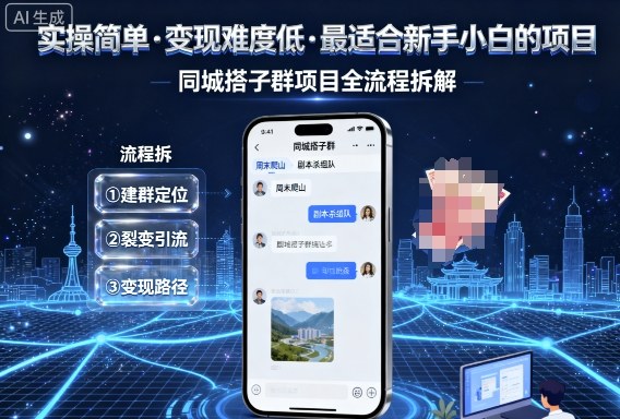 实操简单，变现难度低，最适合新手小白做的项目，每天轻松收入3张，同城搭子群项目全流程拆解-二当家网创资源站