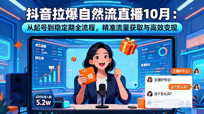 抖音拉爆自然流直播10月:从起号到稳定期全流程,精准流量获取与高效变现-二当家网创资源站