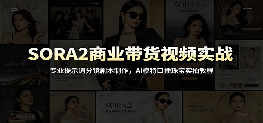 SORA2商业带货视频实战:专业提示词分镜剧本制作,AI模特口播珠宝实拍教程-二当家网创资源站
