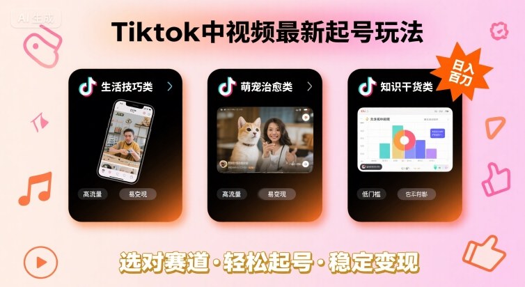 Tiktok中视频最新起号玩法，想要日入百刀，做好这几个赛道就可以了-二当家网创资源站