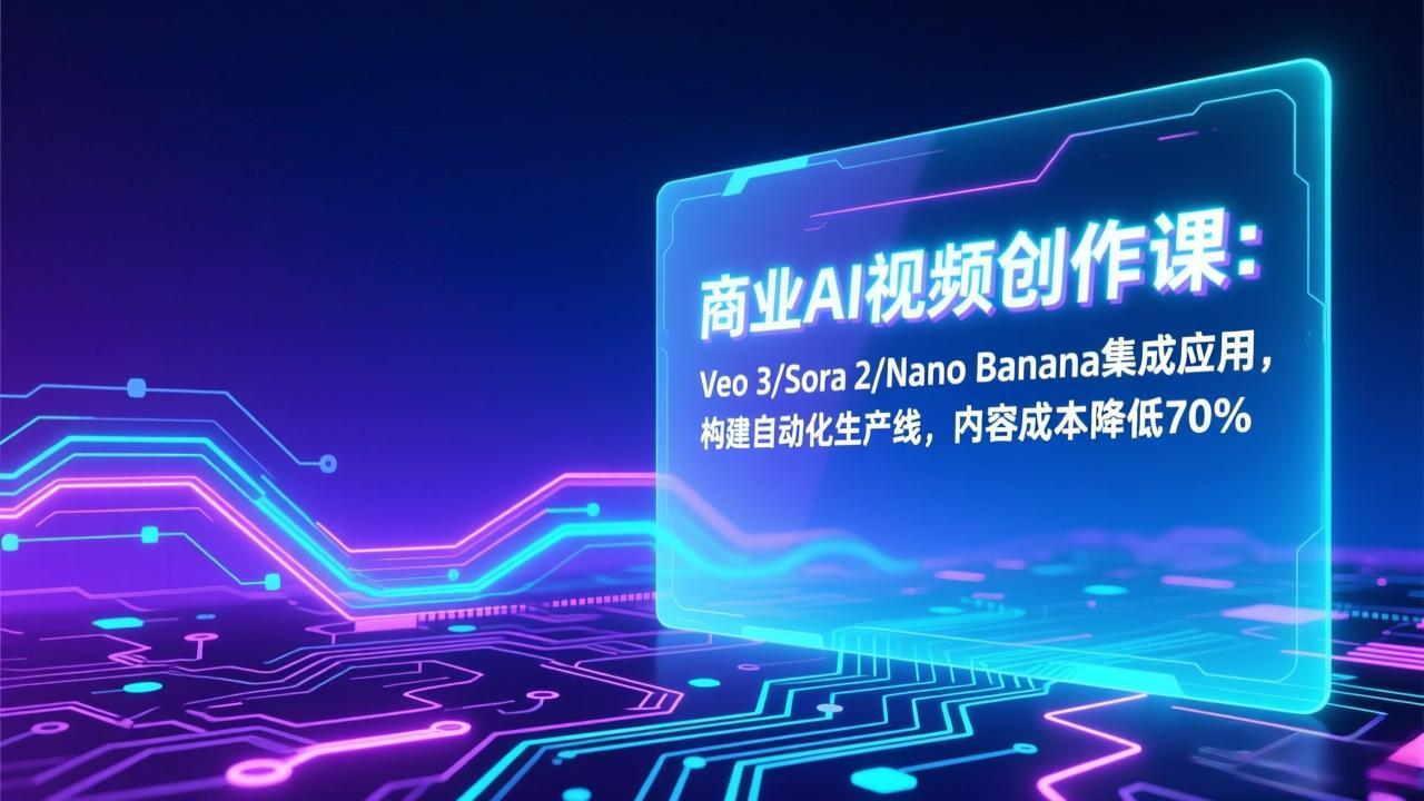商业AI视频创作课：Veo 3/Sora 2/Nano Banana集成应用，构建自动化生产线，内容成本降低70%-二当家网创资源站