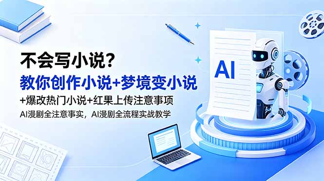 不会写小说？教你创作小说+梦境变小说+爆改热门小说+红果上传注意事项，AI漫剧全流程实战教学-二当家网创资源站