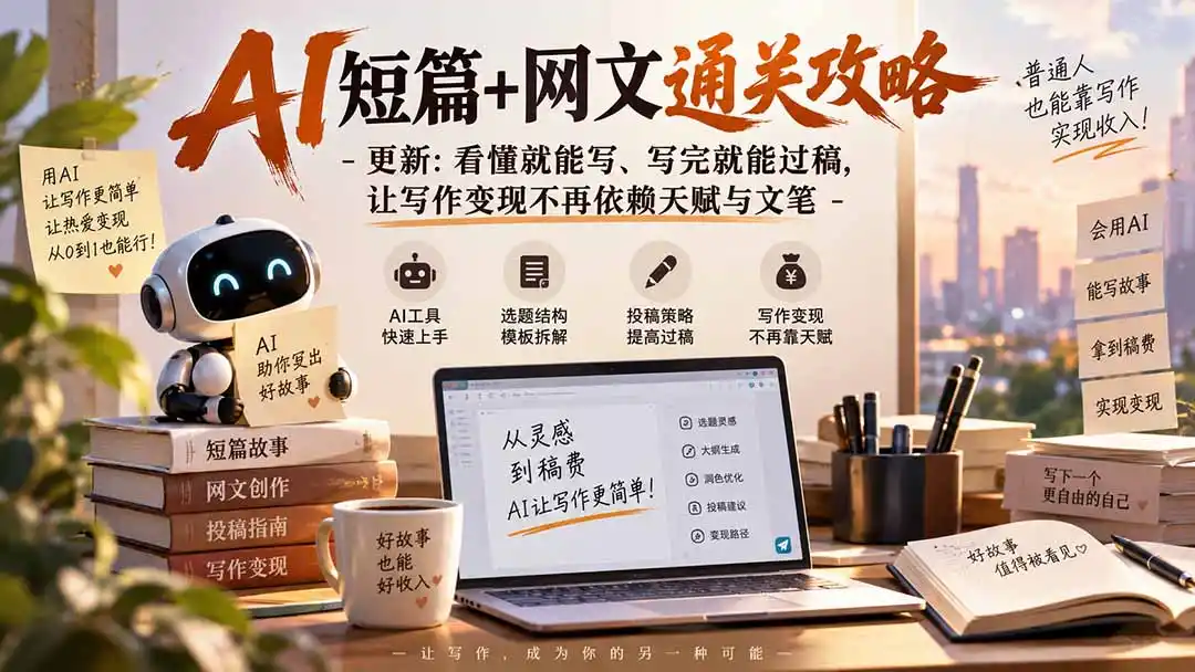 AI短篇+网文通关攻略-更新0921:看懂就能写、写完就能过稿,让写作变现不再依赖天赋与文笔-二当家网创资源站